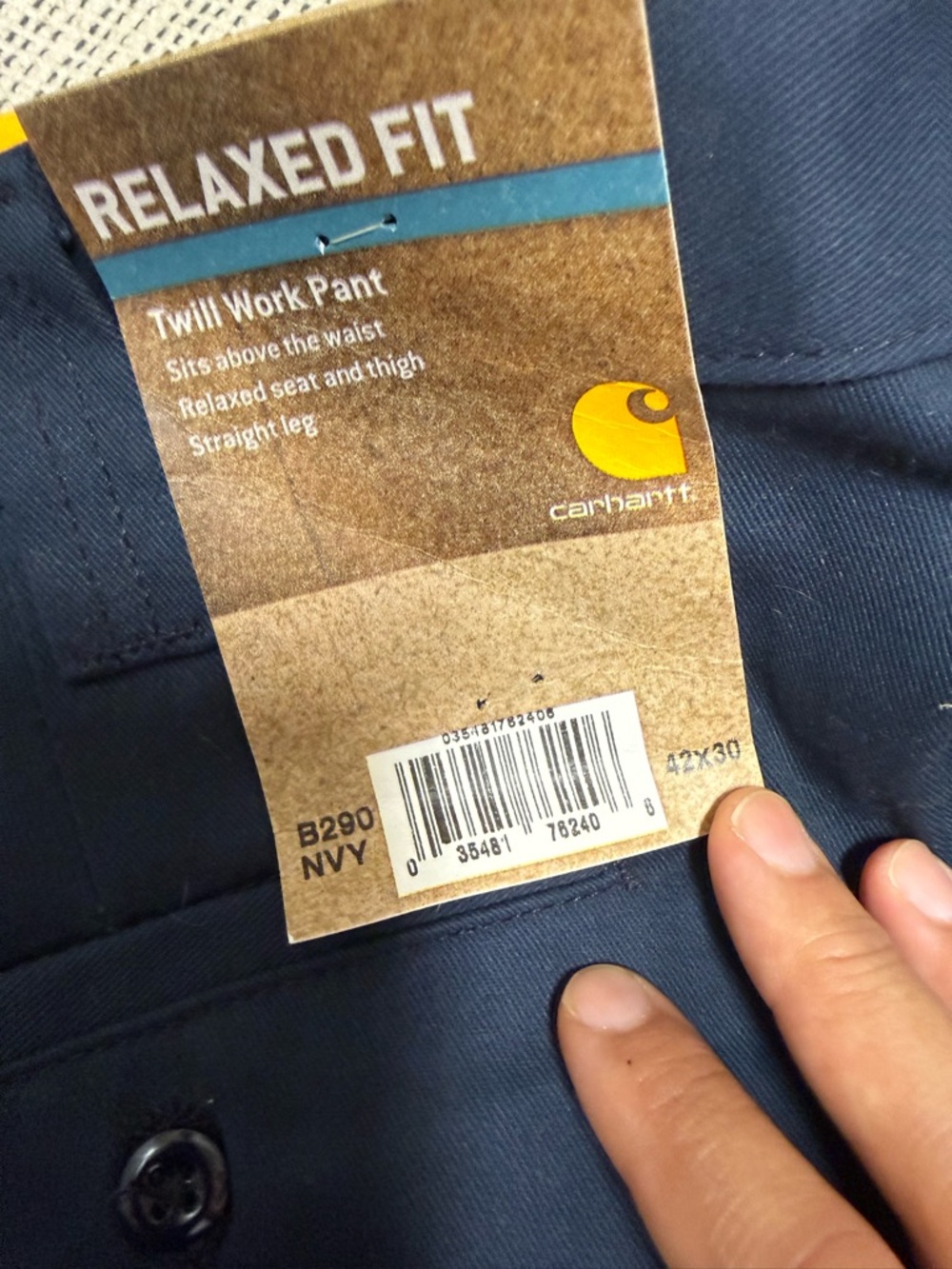 2 Men’s Carhartt Blue Twill Relaxed Straight Fit Work Pants - Picture 2 of 6